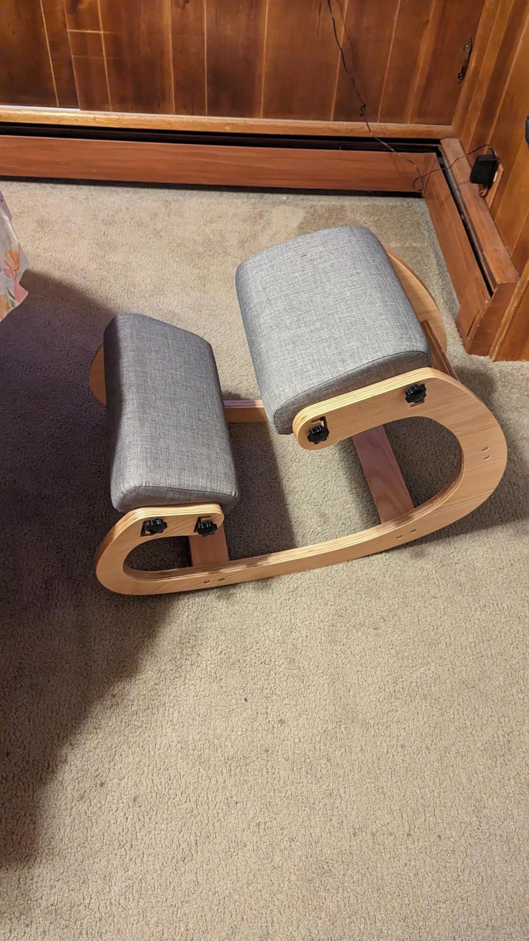 Ergonomic Kneeling Chair, Adjustable Rocking Knee Chairs for Home Office, Wooden Office Knee Chair for Back Pain Relief, Beige customer photo 2