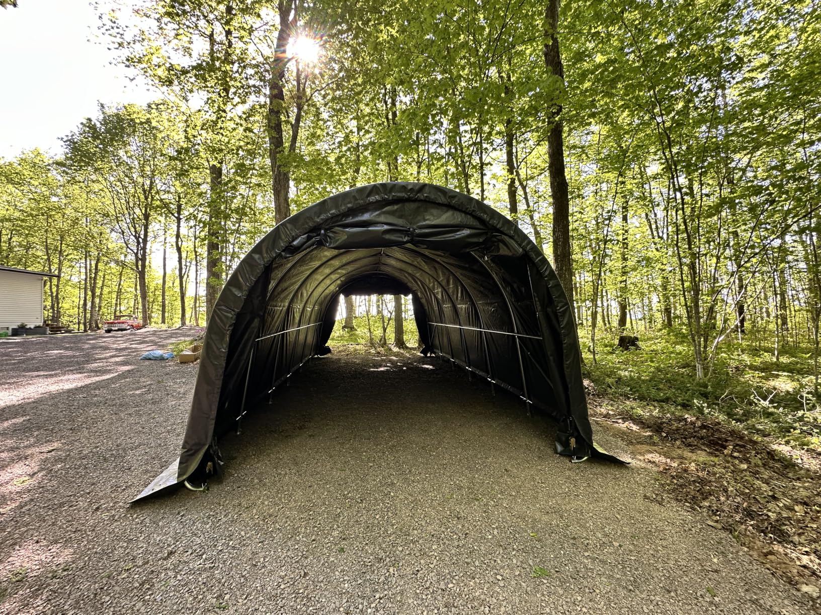 EROMMY 12 x 24 FT Heavy Duty Carport, Portable Garage with Reinforced All-Steel Frame and Round Style Roof, Anti-Snow All Covered Car Canopy Outdoor Waterproof Storage Shelter for Car, Truck, Boat customer photo 2
