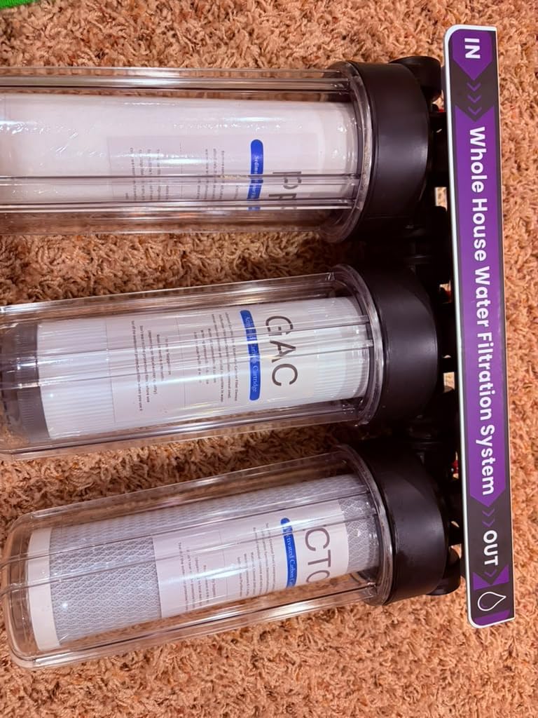 Whole House Water Filter System with 9 Filters, 0.5 Micron Filtration, 3-Stage | Home Water Filtration System for Well/City Water Highly Reduces Chlorine, Rust, Odors, 15 GPM, Clear Housing, 2 Year Filter Supply customer photo 2