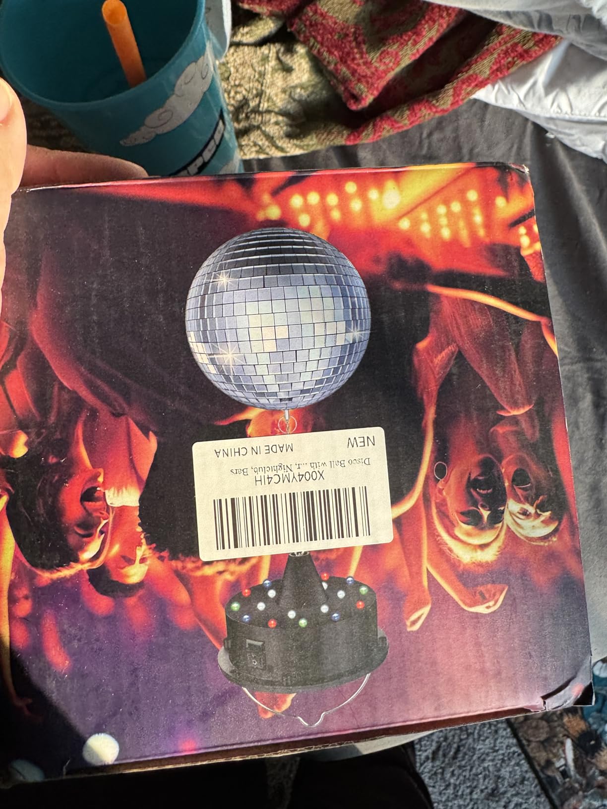 Disco Ball with Motor and Light - 10 RPM Rotating Disco Motor 6 Inch Mirror Ball with 18 LED Beads 4 Color Lights, Remote Control customer photo 1