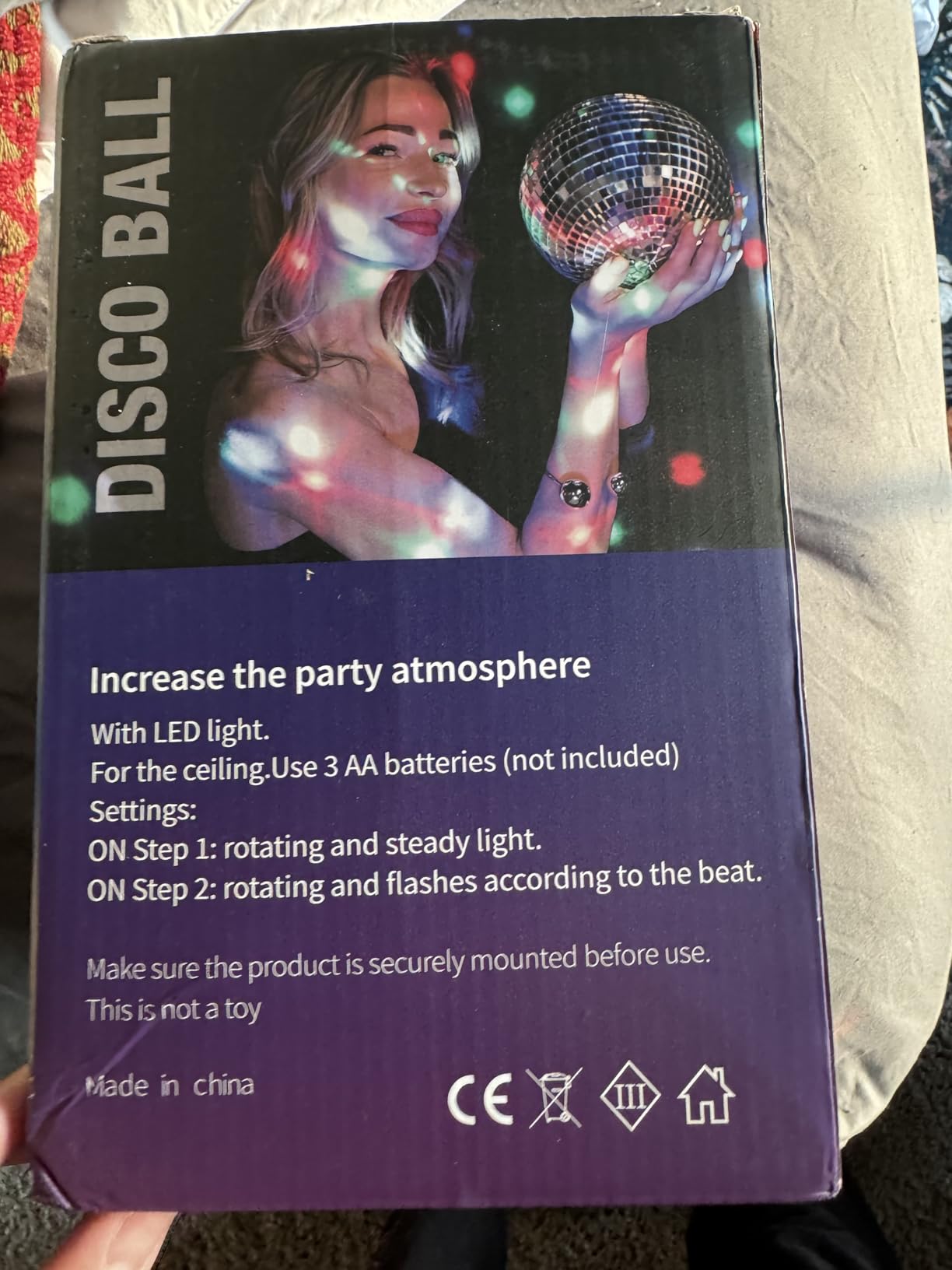 Disco Ball with Motor and Light - 10 RPM Rotating Disco Motor 6 Inch Mirror Ball with 18 LED Beads 4 Color Lights, Remote Control customer photo 2