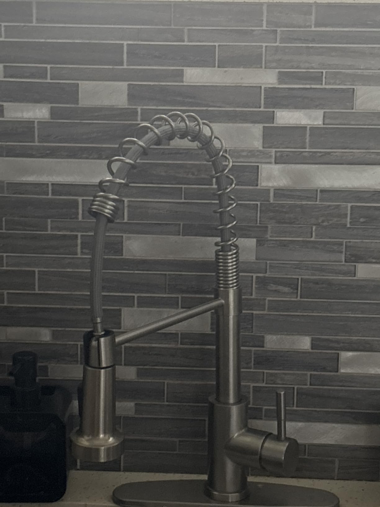 LUFEIDRA Pull-Down Kitchen Faucet with Soap Dispenser, Brushed Nickel | High-Arc Spring Design, 2 Spray Modes, SUS304 Body, Single-Handle Control, and Deck Plate for 1- or 3-Hole Sinks customer photo 1