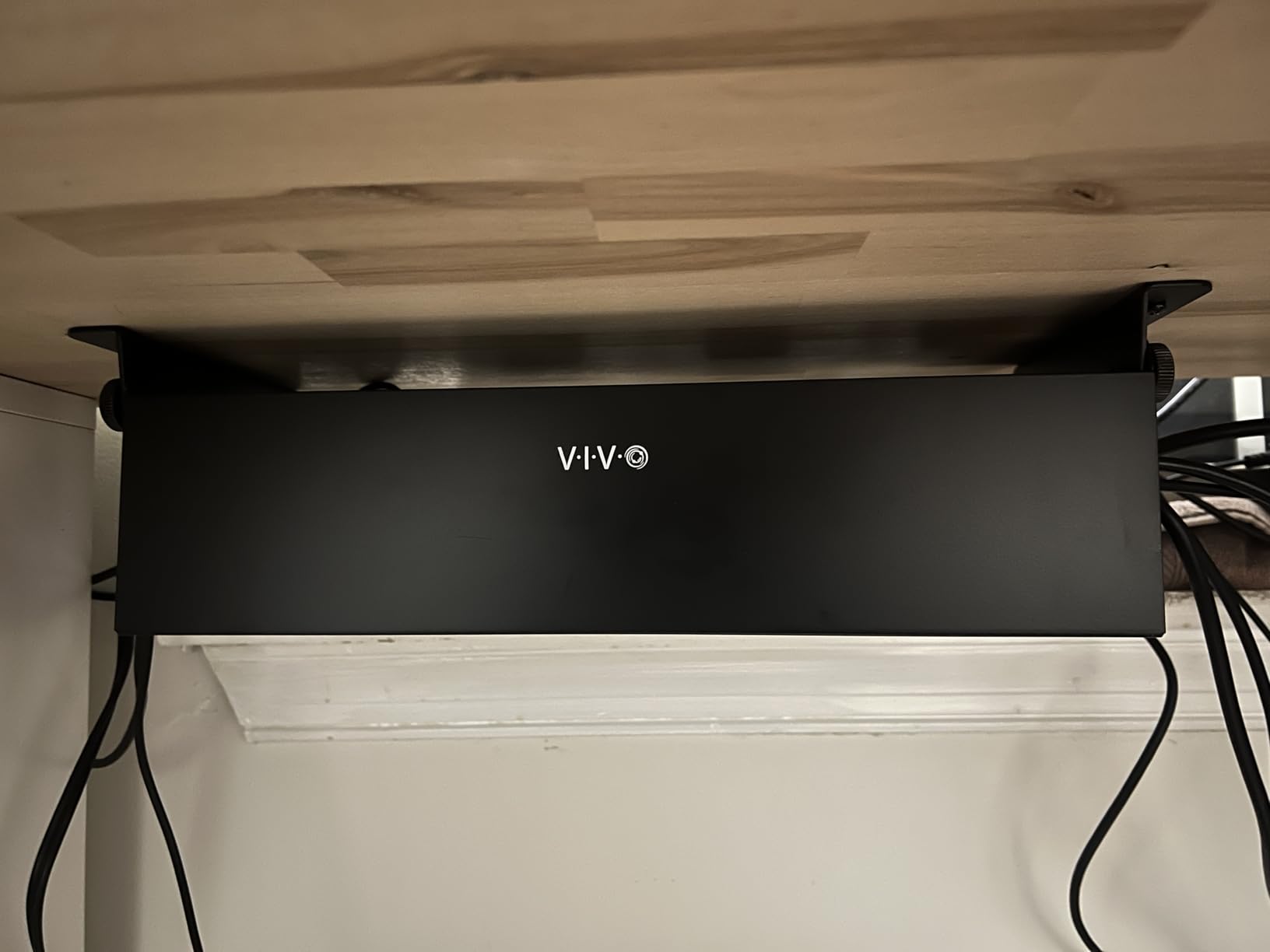 VIVO Flip-Open 16 inch Under Desk Cable Management Holder, Under Standing Desk Steel Cord and Power Strip Organizer, Black, Desk-ACCBM1 customer photo 1