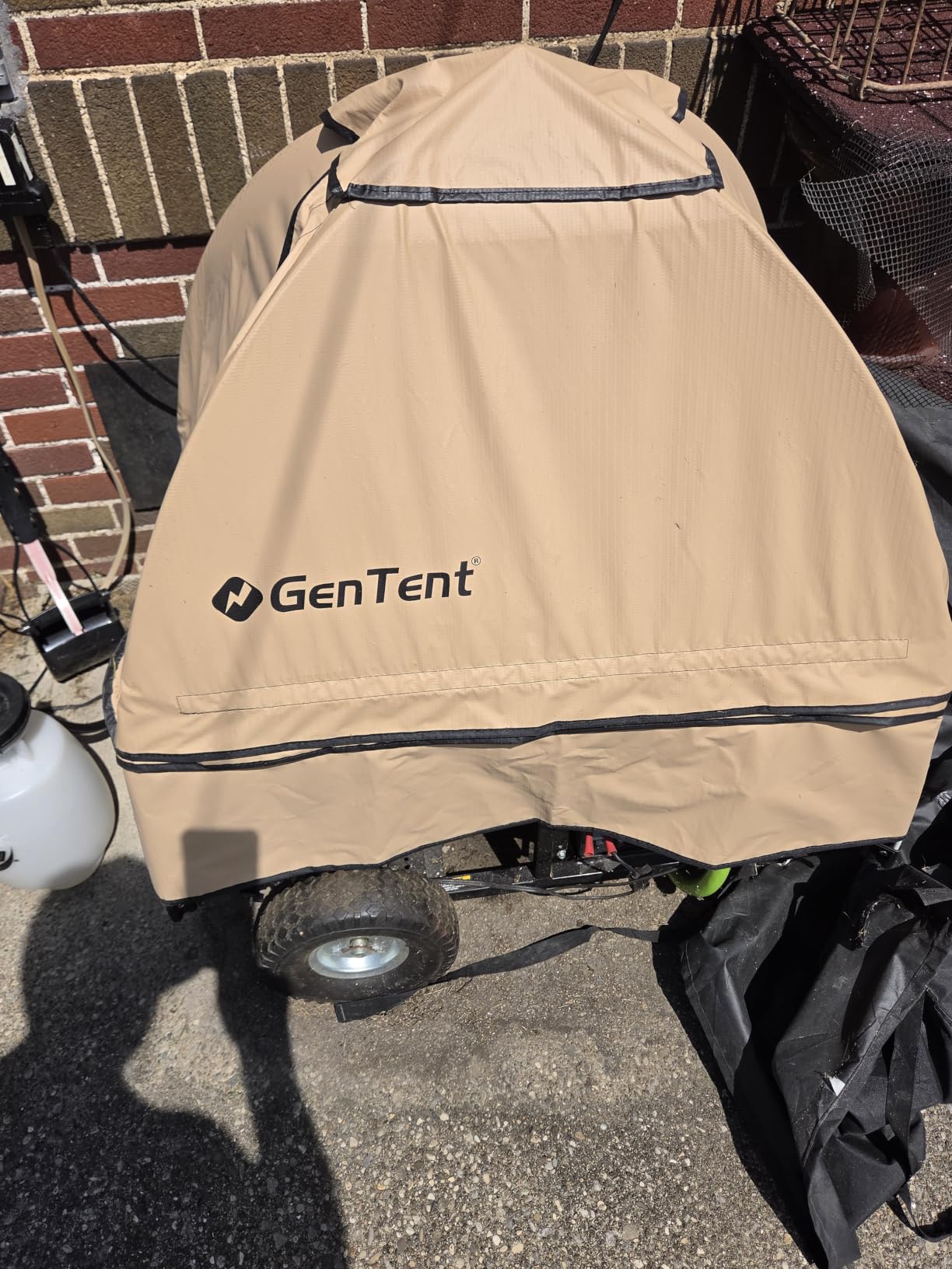 GenTent Universal Open Frame Generator Tent, Gray, Original - Standard | Waterproof, NFPA-Rated, Ripstop Vinyl Running Cover, for Open Frame Generators with Post Perimeters up to 105 inches customer photo 2