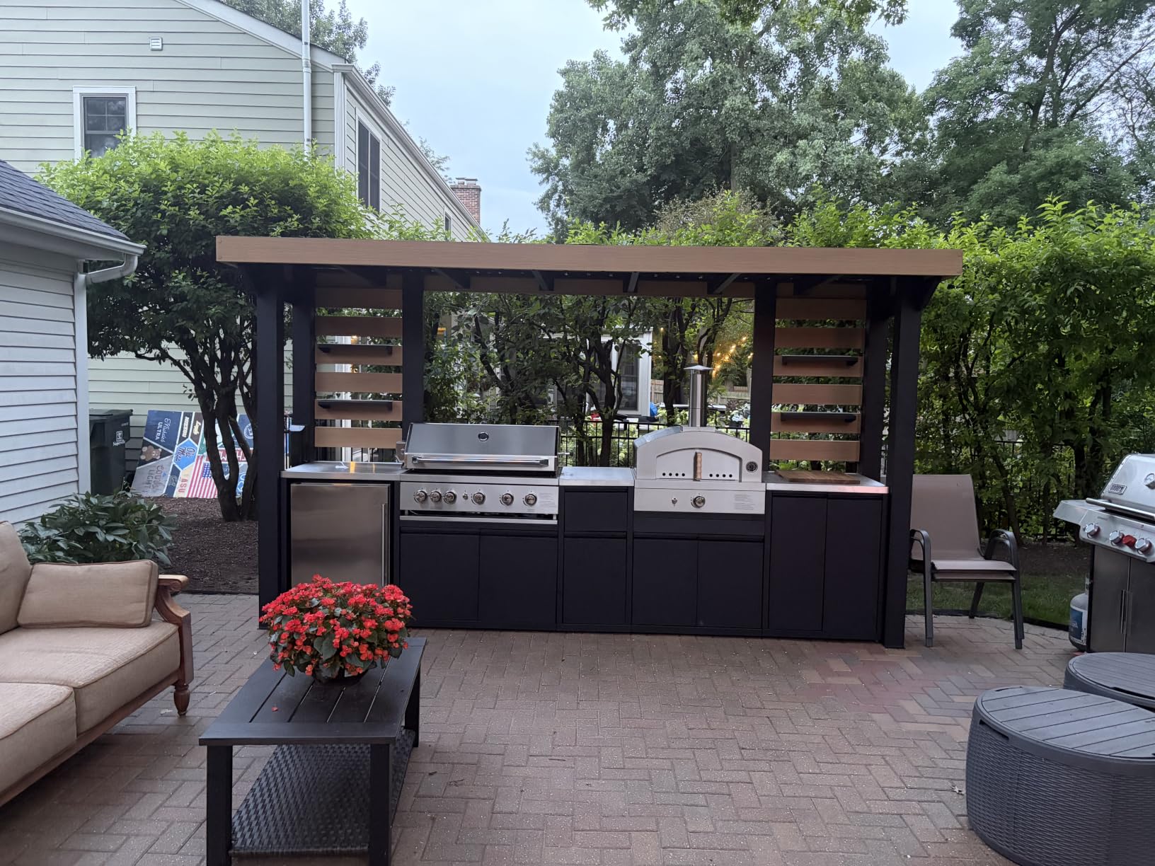 Backyard Discovery Fusion Flame 2 Galvanized Steel Covered Outdoor Kitchen with 5-Burner Stainless Steel Grill, Pizza Oven, Refrigerator, Sink, Storage, and Steel Roof for All-Weather Outdoor Cooking customer photo 1