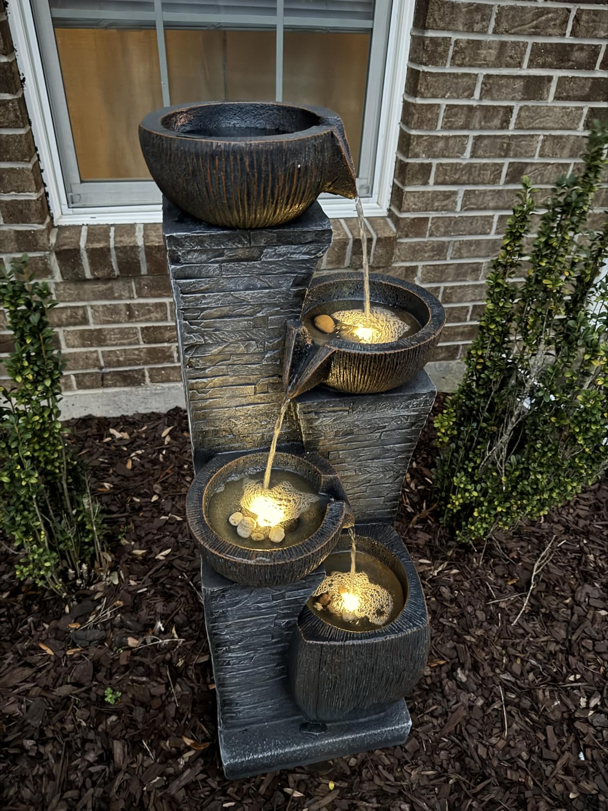 5 Tiers Solar Outdoor Water Fountain with LED Lights | 33.5