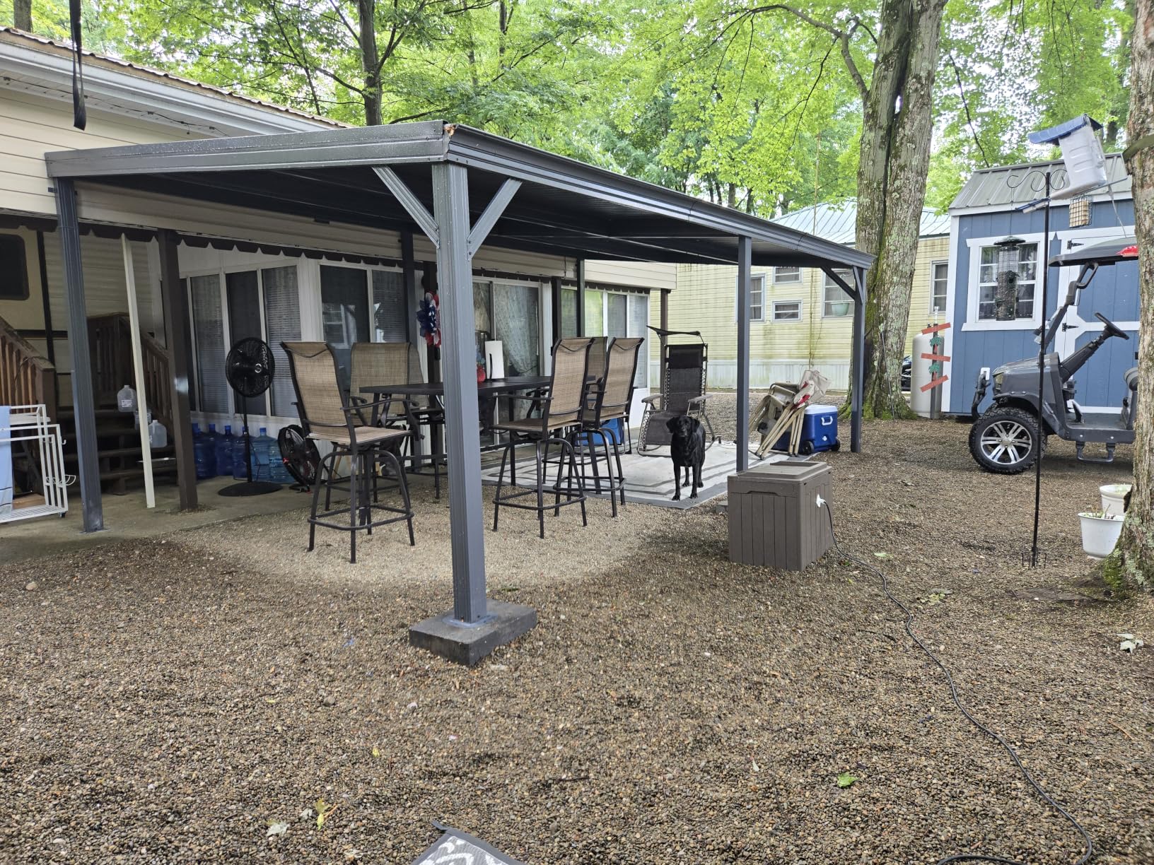 Domi 10' x 16' Lean to Gazebo Outdoor Wall Mounted Gazebo Pergola, Grey | Drainage System, Galvanized Steel Roof, Hardtop Patio Shelter for Deck, Porch, Backyard customer photo 1