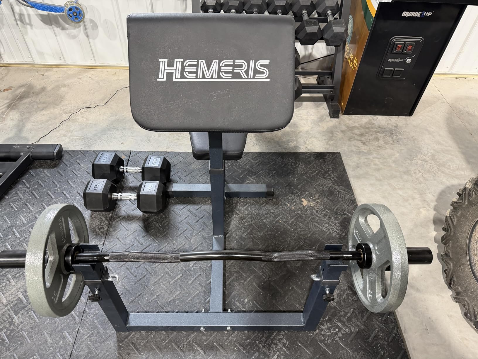 Preacher Curl Bench, Max Load 450 LBS Strength Training Bench Home Gym Bench Fitness Equipment, 6-Level Seated Barbell Dumbbell Bicep Curl Machine Weight Bench customer photo 1