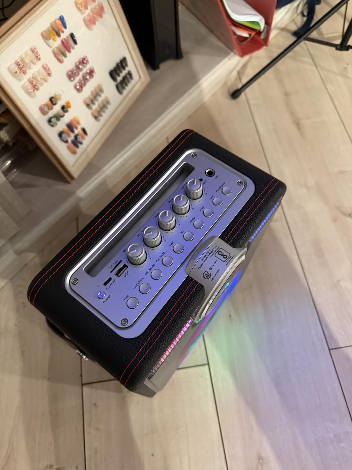 JYX Karaoke Machine for Adults, 200W Retro Leather Portable Bluetooth Speaker with 2 Rechargeable Wireless Microphones, PA System with LED Display & Light, Supports TWS/TF/USB/AUX/Live for Home Party customer photo 2
