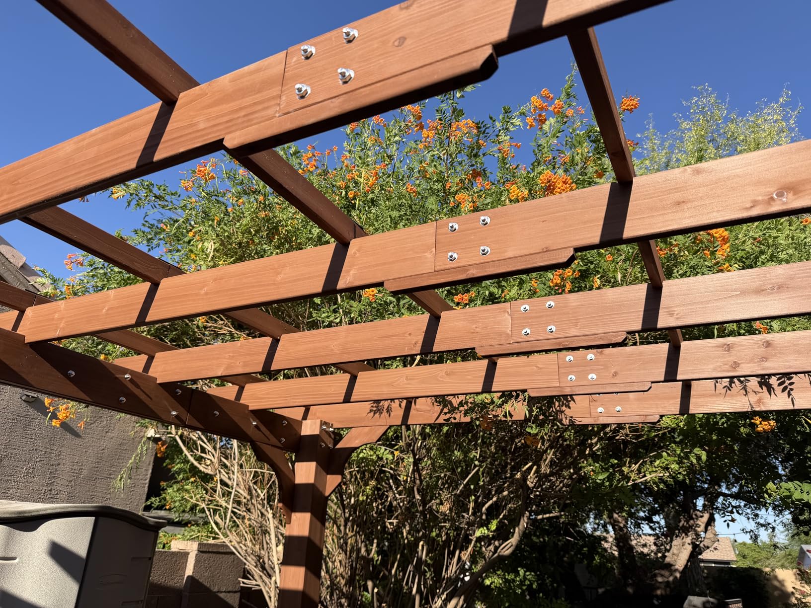 MUPATER 10x14 FT Cedar Wooden Pergola Kit with Trellis Roof, Outdoor Patio Pergola with Stakes, Snow and Wind Supported, All-Season Structure for Climbing Plant Support,Deck, Backyard, Lawn customer photo 2