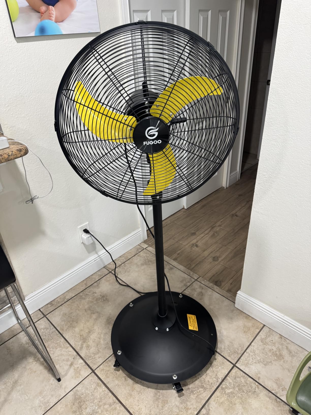 FUGOO High-Velocity Quiet Outdoor Pedestal Fan with Remote, 24