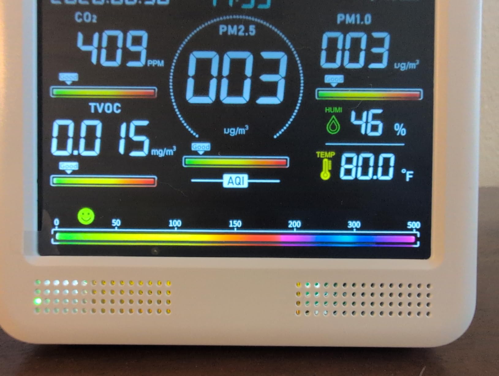 Indoor Air Quality Monitor for Home, CO2 Detector with PM2.5 PM10, Formaldehyde TVOC Sensor, AQI Temperature Humidity Display (White) customer photo 2