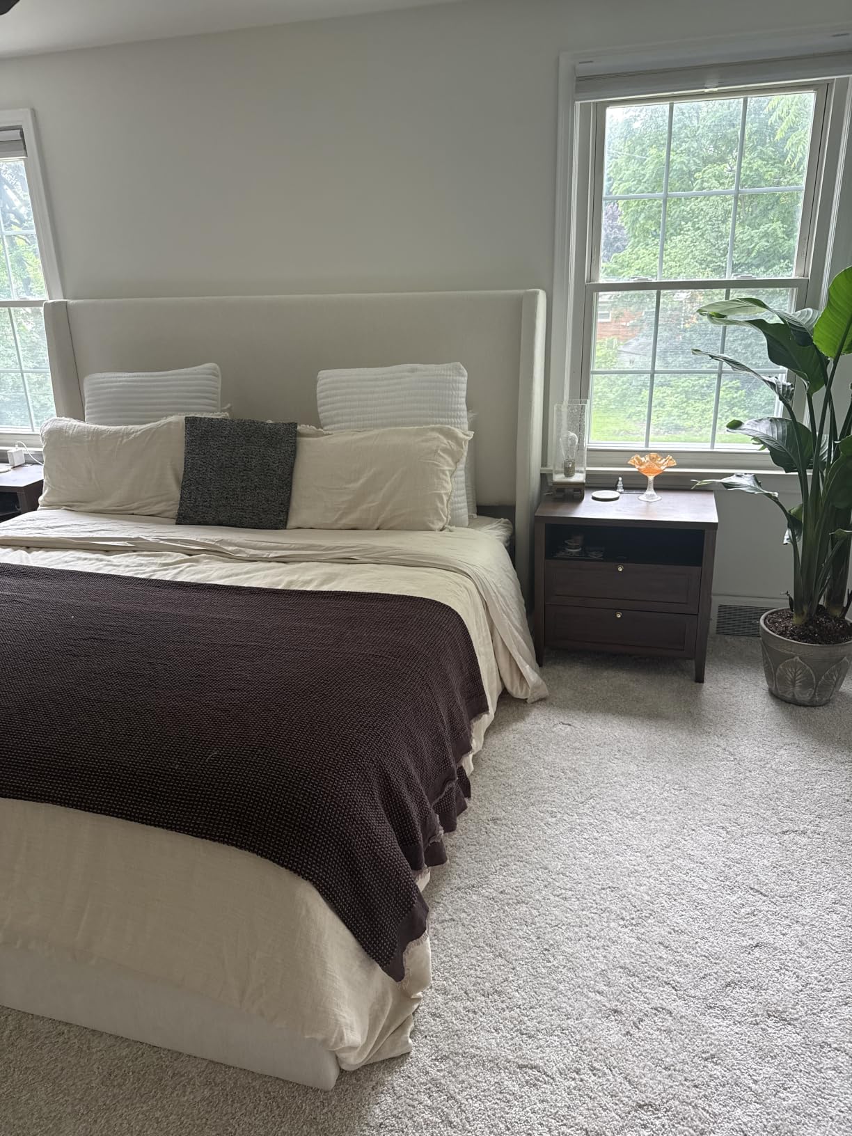 RECCI King Size Upholstered Platform Bed Frame with Tall Wingback Headboard | 53'' Extra Tall Wingback Headboard, Low Profile Grounded Design, Squeak-Free, Easy Assembly, No Box Spring Needed customer photo 2