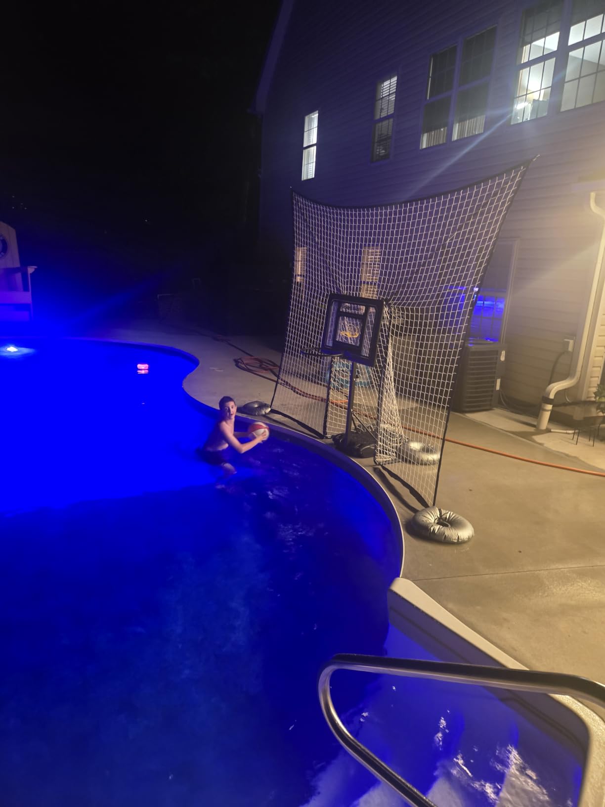 Deberg Pool Basketball Hoop with 10x8 FT Ball Backstop Height Adjustable Poolside Basketball Goal Set with Fillable Base, Includes Ball & Pump | Rust-Resistant | Easy Setup customer photo 2