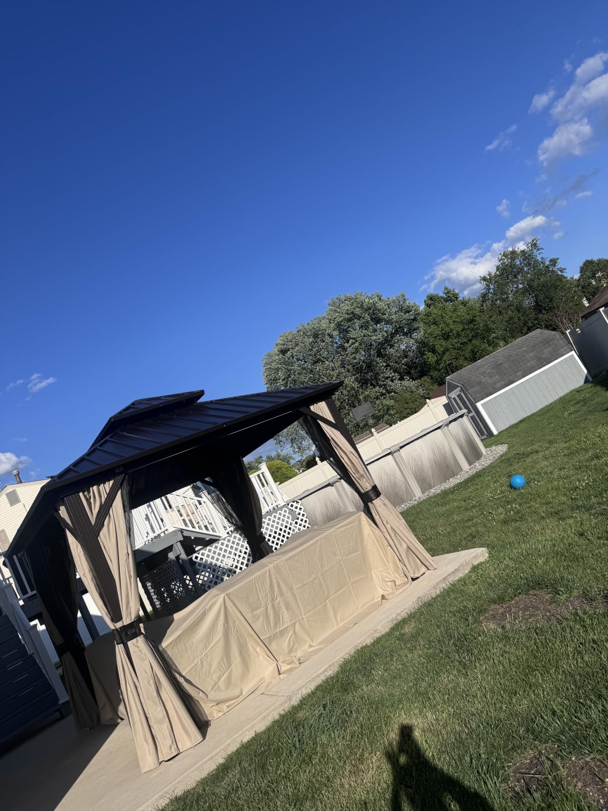 PURPLE LEAF Outdoor Hardtop Gazebo 12' X 20' with LED Solarium Bronze, PC Screen for UV Protection and Privacy, Wood Grain Aluminum Frame, Mesh and Removable PC panels, 1-Year Frame Protection customer photo 1
