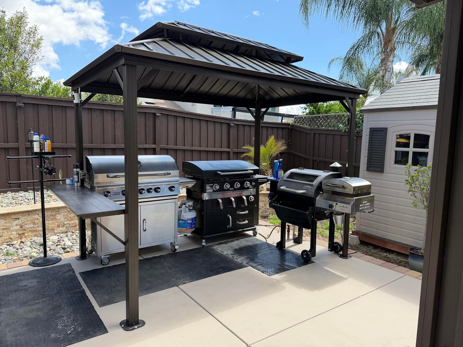 PURPLE LEAF Outdoor Hardtop Gazebo 12' X 20' with LED Solarium Bronze, PC Screen for UV Protection and Privacy, Wood Grain Aluminum Frame, Mesh and Removable PC panels, 1-Year Frame Protection customer photo 2