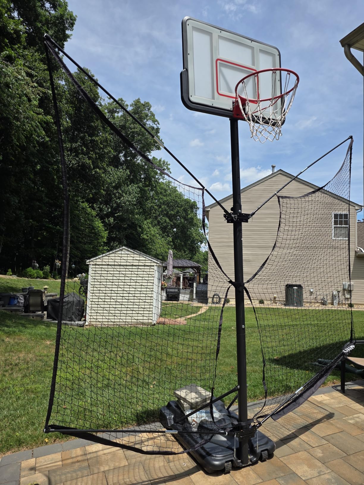 A11N SPORTS Basketball Rebounder Net Yard Guard - 10x8 FT Outdoor Basketball Net Catcher Backstop for Round & Square Poles, Pole-Wrap Storage customer photo 1