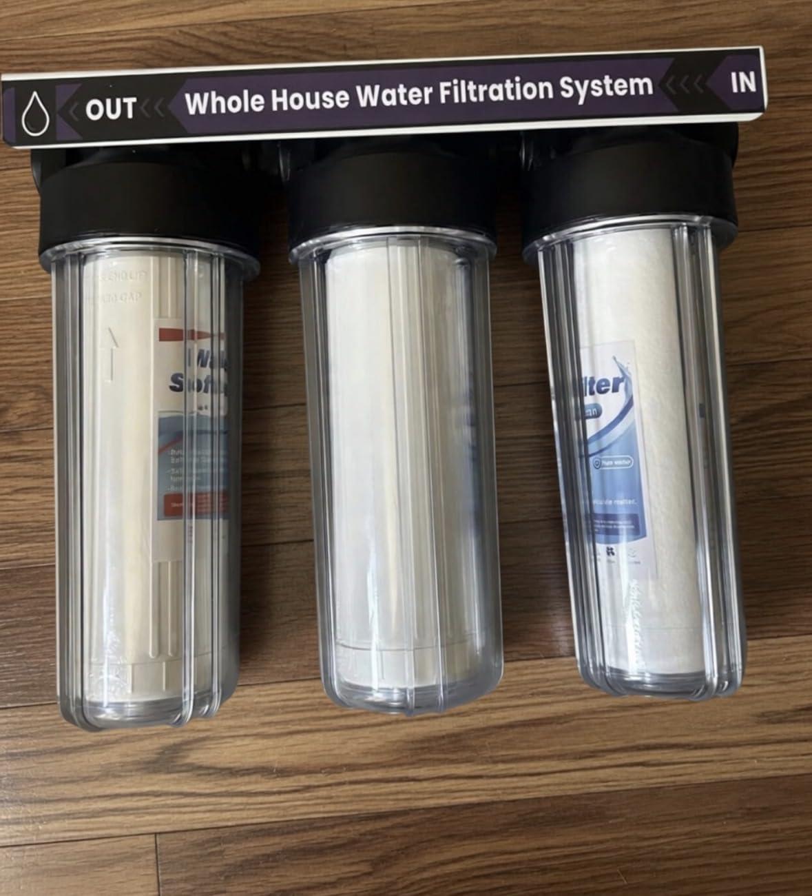 Whole House Water Filter System, 3 Stage Whole Home Water Softener System, Reduces Chlorine, Taste, Iron, Scale, Lead with Heavy Metal and Anti-Scale Filter, Includes 3 Sets Filters (2 Years use), 3/4