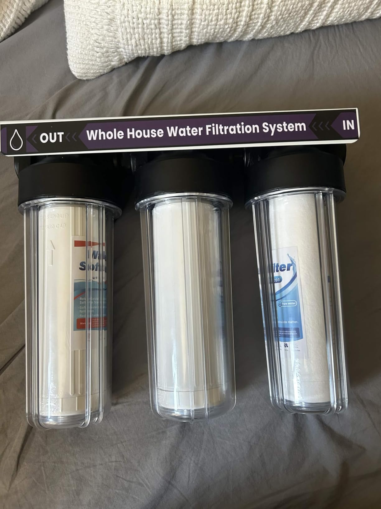 Whole House Water Filter System, 3 Stage Whole Home Water Softener System, Reduces Chlorine, Taste, Iron, Scale, Lead with Heavy Metal and Anti-Scale Filter, Includes 3 Sets Filters (2 Years use), 3/4