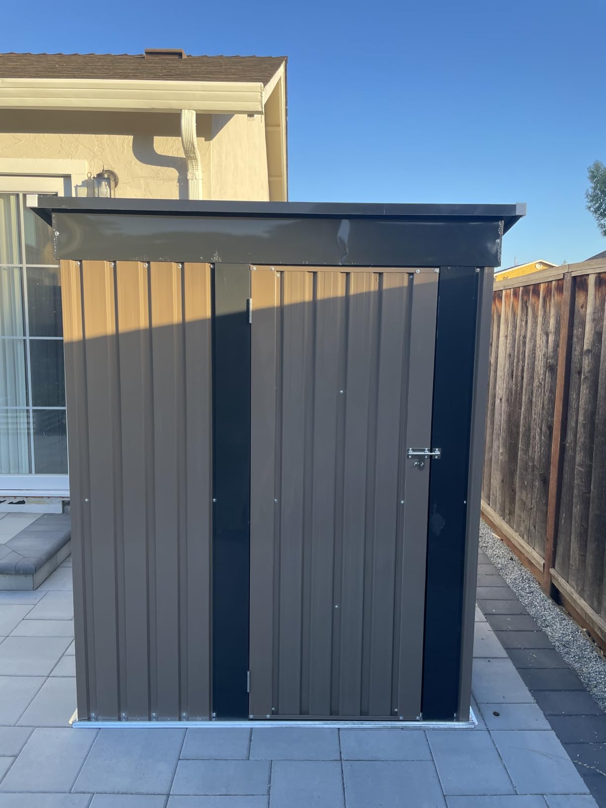 Patiowell 8x4 FT Outdoor Storage Shed, Heavy Duty Tool Metal Sheds with 3 Lockable Doors and Updated Frame Structure for Garden, Backyard, Patio, and Utility Storage, Black customer photo 1