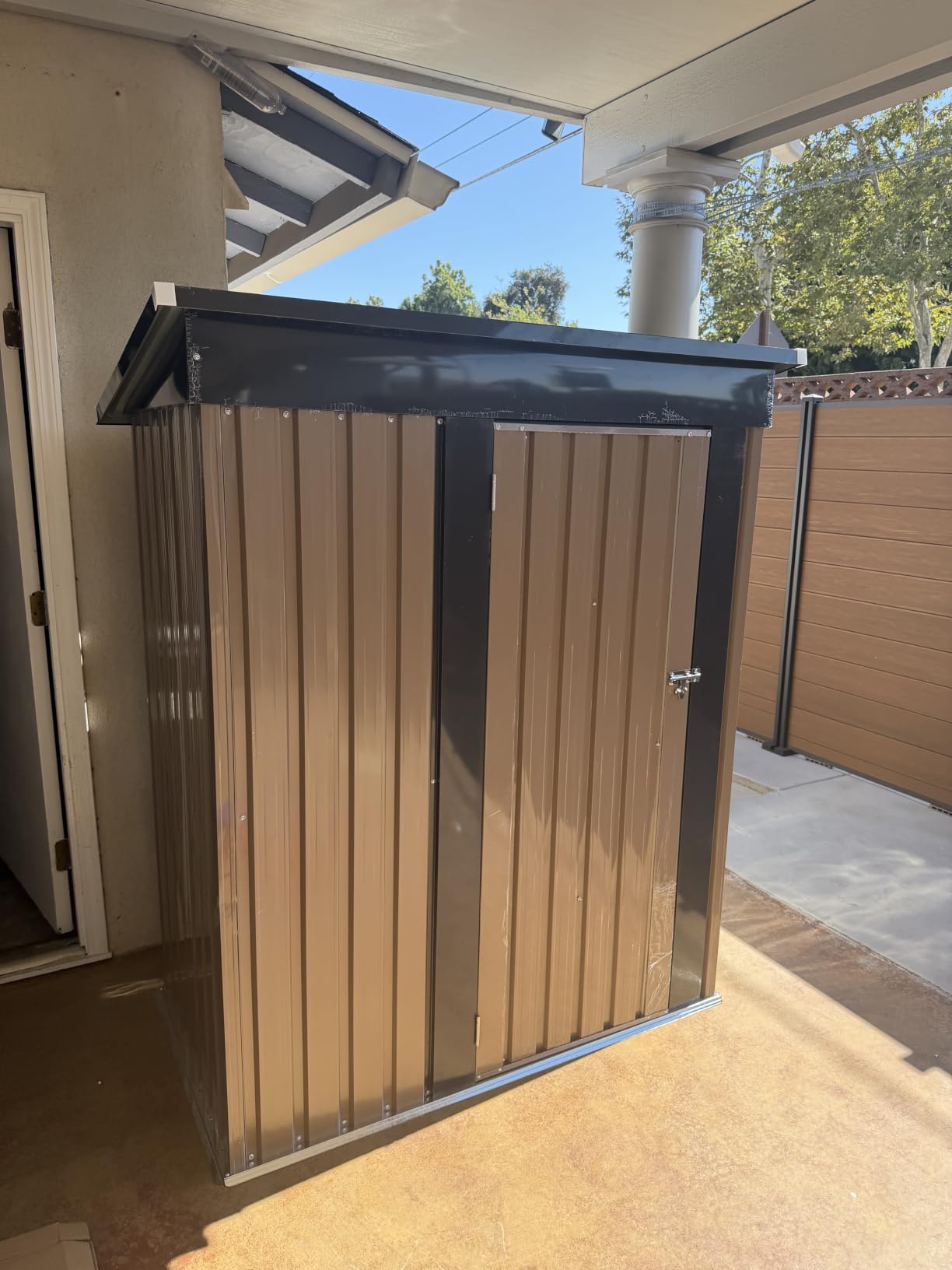 Patiowell 8x4 FT Outdoor Storage Shed, Heavy Duty Tool Metal Sheds with 3 Lockable Doors and Updated Frame Structure for Garden, Backyard, Patio, and Utility Storage, Black customer photo 2