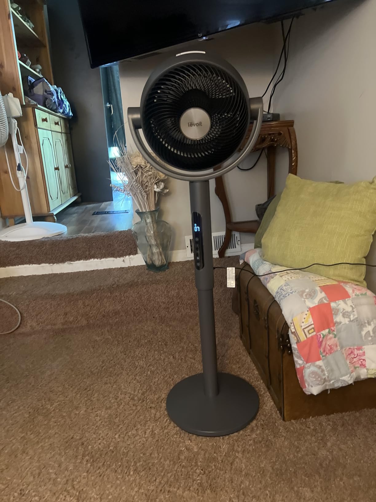 Levoit Standing Fan for Bedroom, 2-in-1 Pedestal & Tabletop Oscillating Fan | 20dB Quiet, Floor Fan with 90° Oscillation,1024 CFM Airflow, DC Motor, 5 Speeds, 12H Timer, Remote, for Home, Room, White customer photo 1