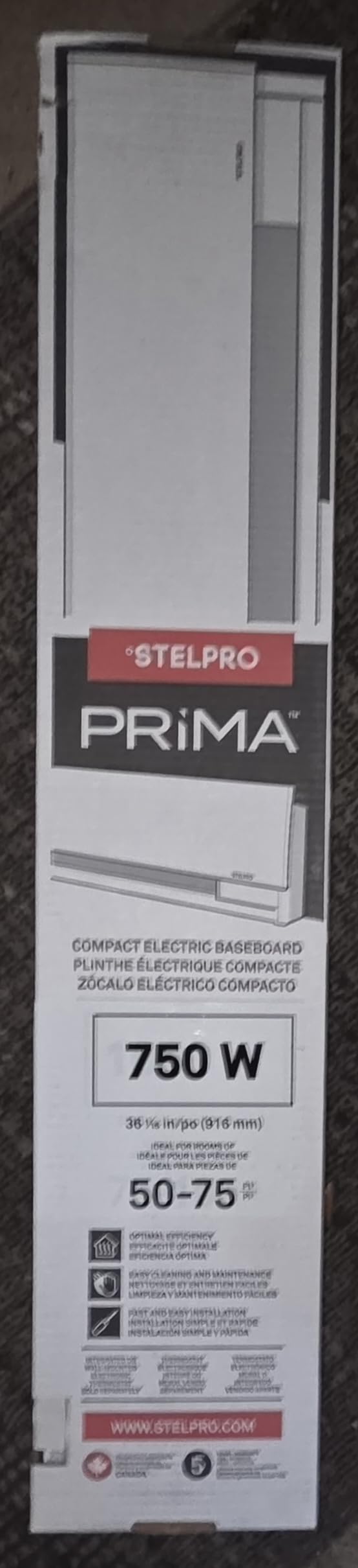 Stelpro Prima Electric Baseboard Heater, 375W / 120V, 22-1/4-In Long x 7-In High, Rooms up to 37 sq. ft., Discreet Design (ASPRM0371W) - White customer photo 1