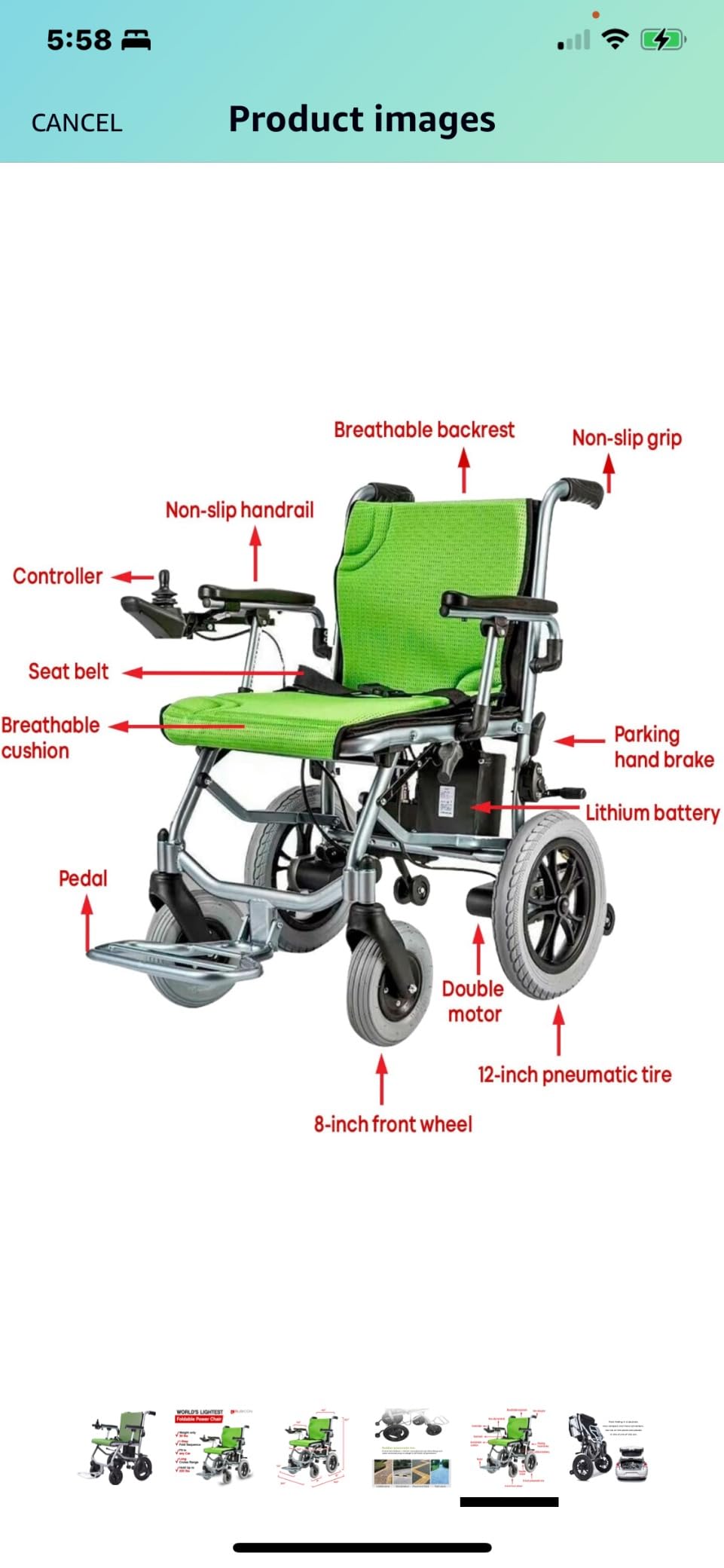 Rubicon DX5 The lightest Foldable Electric Wheelchair - 30 lbs Portable Travel Power Chair - Flip-Up Armrests, Enhanced Comfort Cushion - Airline Approved, 10 Mile Range (Model22) customer photo 2
