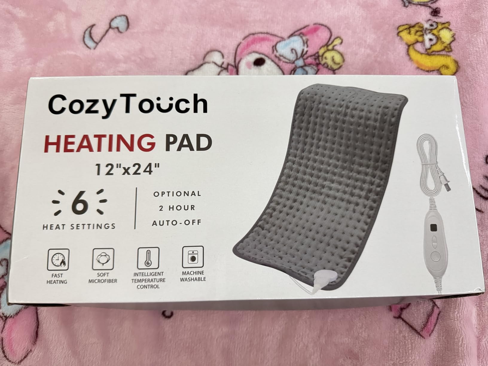 Electric Heating Pad for Back Pain & Cramps Relief, Electric Throw, UL Certified, 6 Heating Settings, 2H Auto Shut Off, Machine Washable, Heating Pad for Neck & Shoulder (Navy Blue, 17