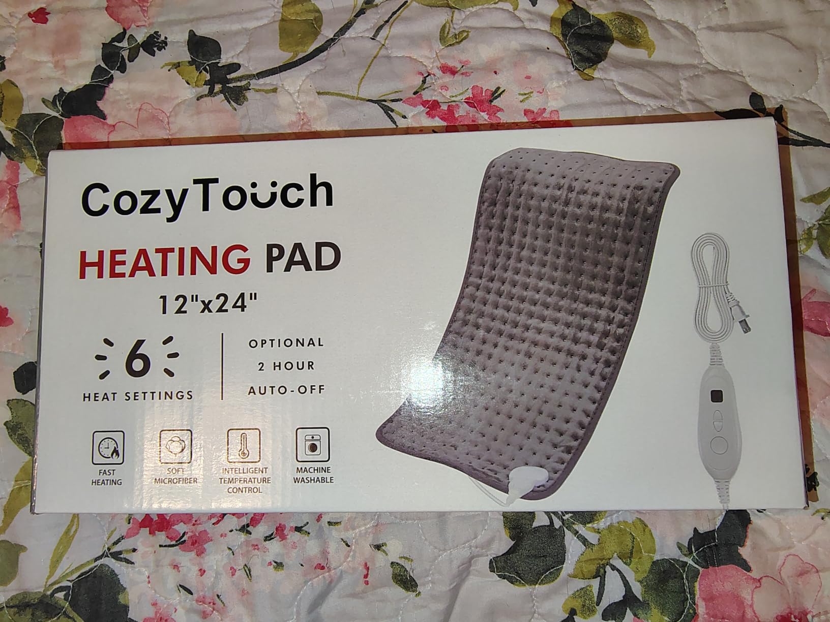 Electric Heating Pad for Back Pain & Cramps Relief, Electric Throw, UL Certified, 6 Heating Settings, 2H Auto Shut Off, Machine Washable, Heating Pad for Neck & Shoulder (Navy Blue, 17