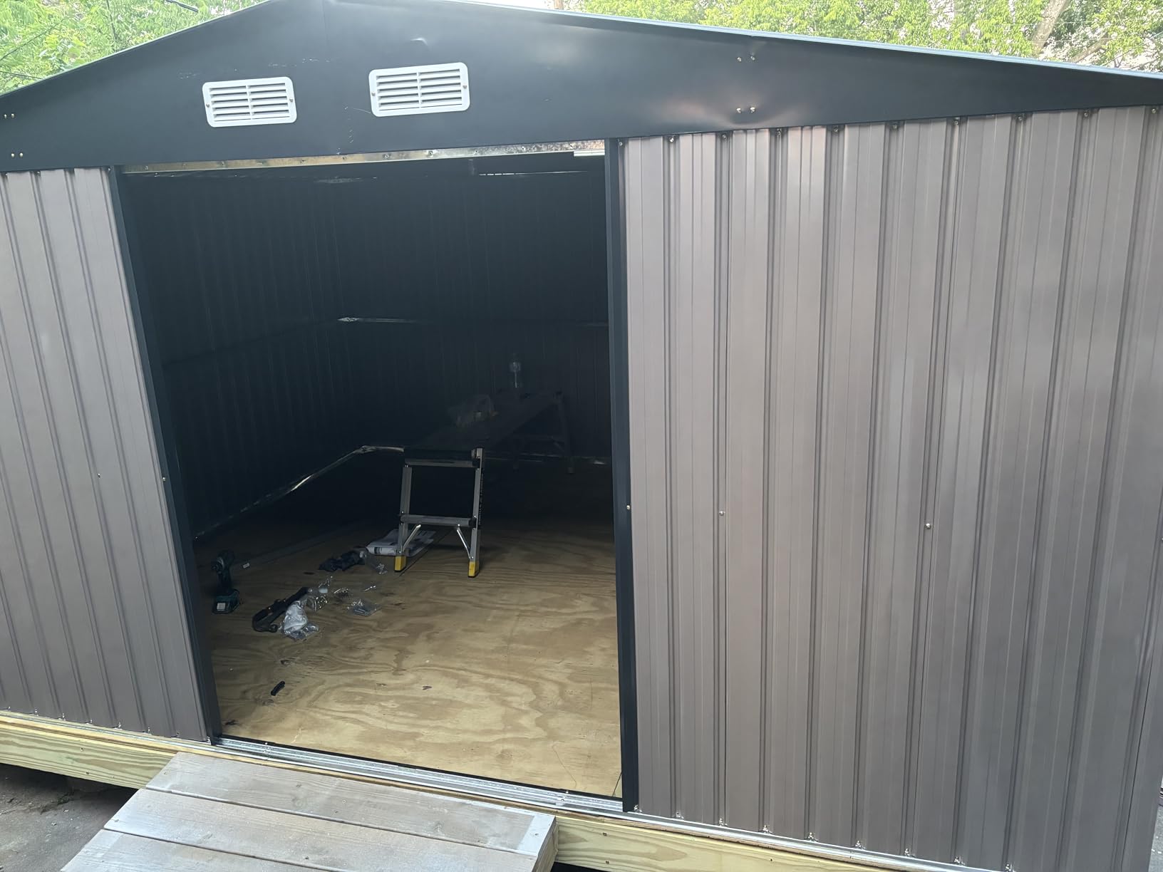 GVDV 8x6 FT Outdoor Storage Shed, Full Size Metal Utility Shed (No Floor) | Lockable garden shed, reinforced sidewall girts, upgraded frame, all-weather backyard storage, tools and bikes customer photo 1