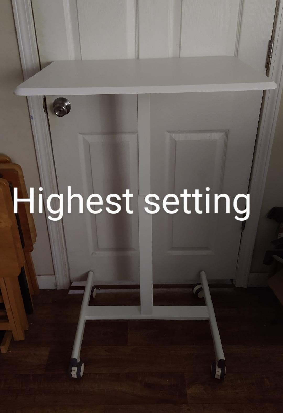 OLIXIS Overbed Table, Bedside Table, Mobile Standing Desk for Apartment | Adjustable Height, Rolling Laptop Cart for Dorm, Space Saving Design, Hospital Home Use, Sturdy Wheels, Rust customer photo 1