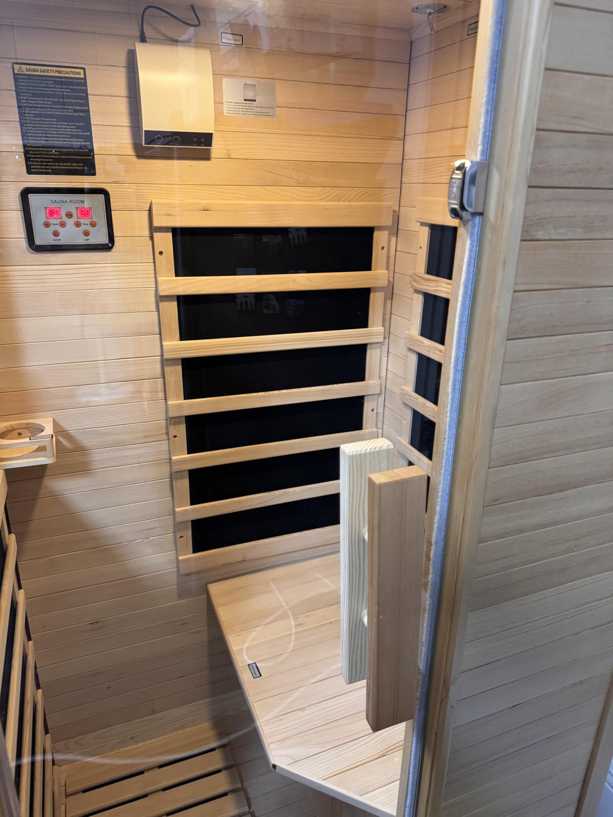 4-6 Person Outdoor Barrel Sauna with 6KW Electric Heater | Traditional Backyard Spa, Outdoor Dry & Steam Sauna, Canadian Hemlock Wood, 195℉ Heating customer photo 2