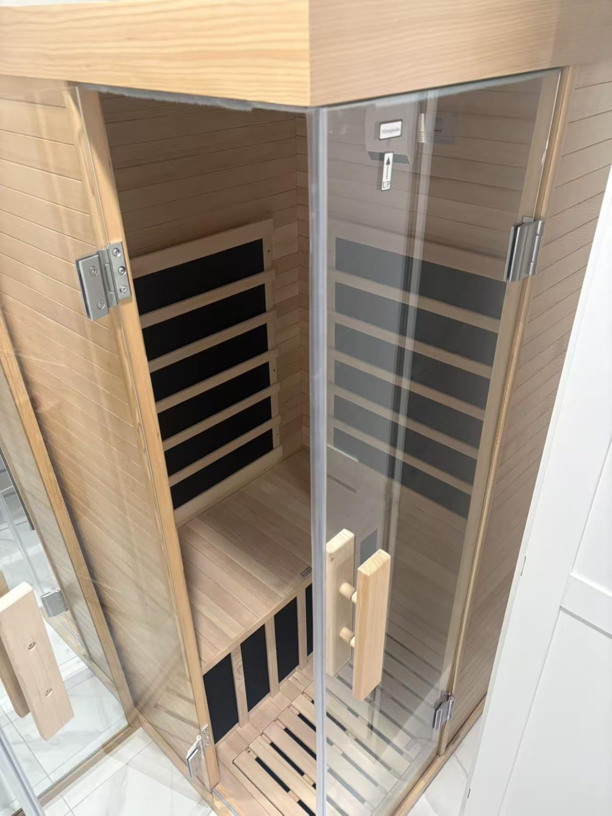 Outdoor Sauna, 4-6 Person Tradition Wood Dry＆Steam Sauna with Sauna Stone, 220V/6KW Electric Heater customer photo 2