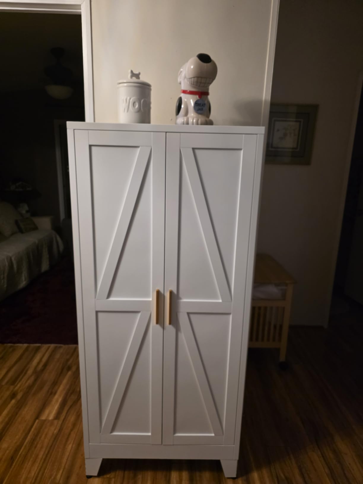 COFaR Metal Pantry Cabinet, Red Kitchen Storage Cabinets with 2 Barn Door | 3 Adjustable Shelves and Legs, Freestanding Cupboard for Dining Room/Bathroom/Living Room/Office/Laundry Room (61