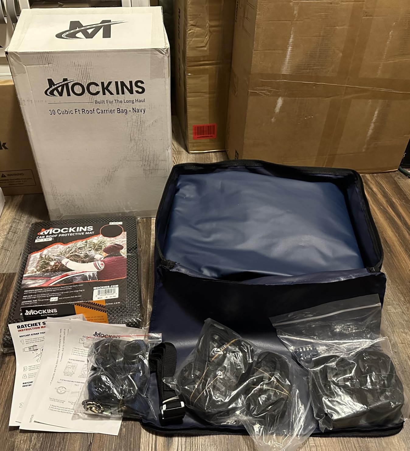 Mockins 30 Cu Ft Navy Blue Heavy Duty Rooftop Cargo Carrier Bag 60