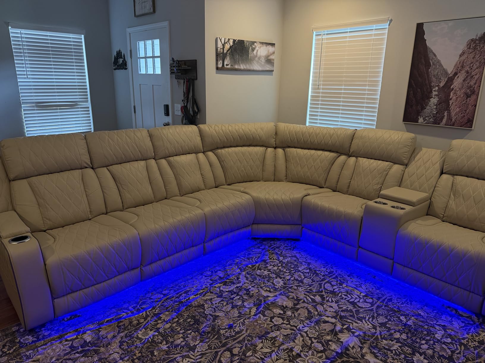 Leather Power Reclining Sectional Sofa with Bass Speakers for Living Room | L-Shaped Recliner Couch with USB Ports, Cup Holders and Storage, Living Room Furniture Set for Home, Office & Apartment customer photo 1