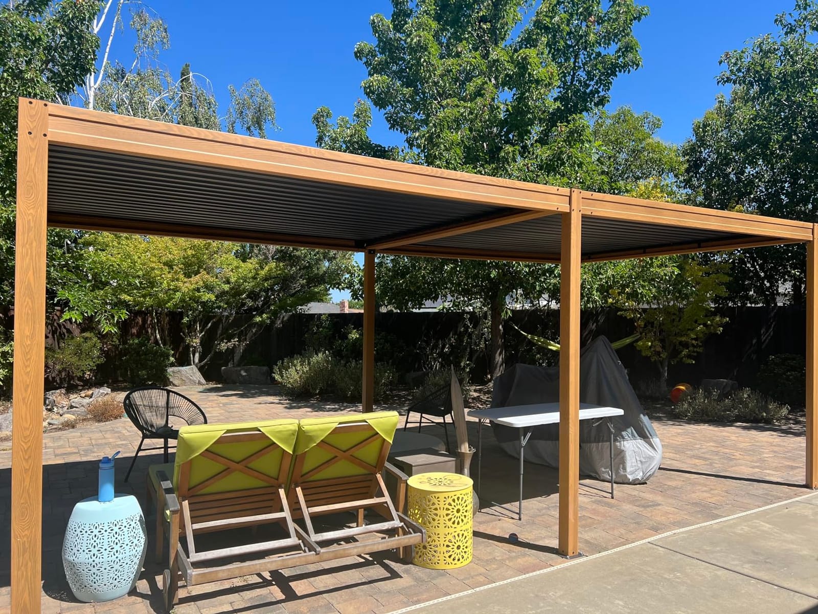 Domi Louvered Pergola 10x16, Outdoor Metal Pergola, Espresso Brown | Adjustable Roof and Built-in Drainage System, for Patio, Backyard, Deck customer photo 1