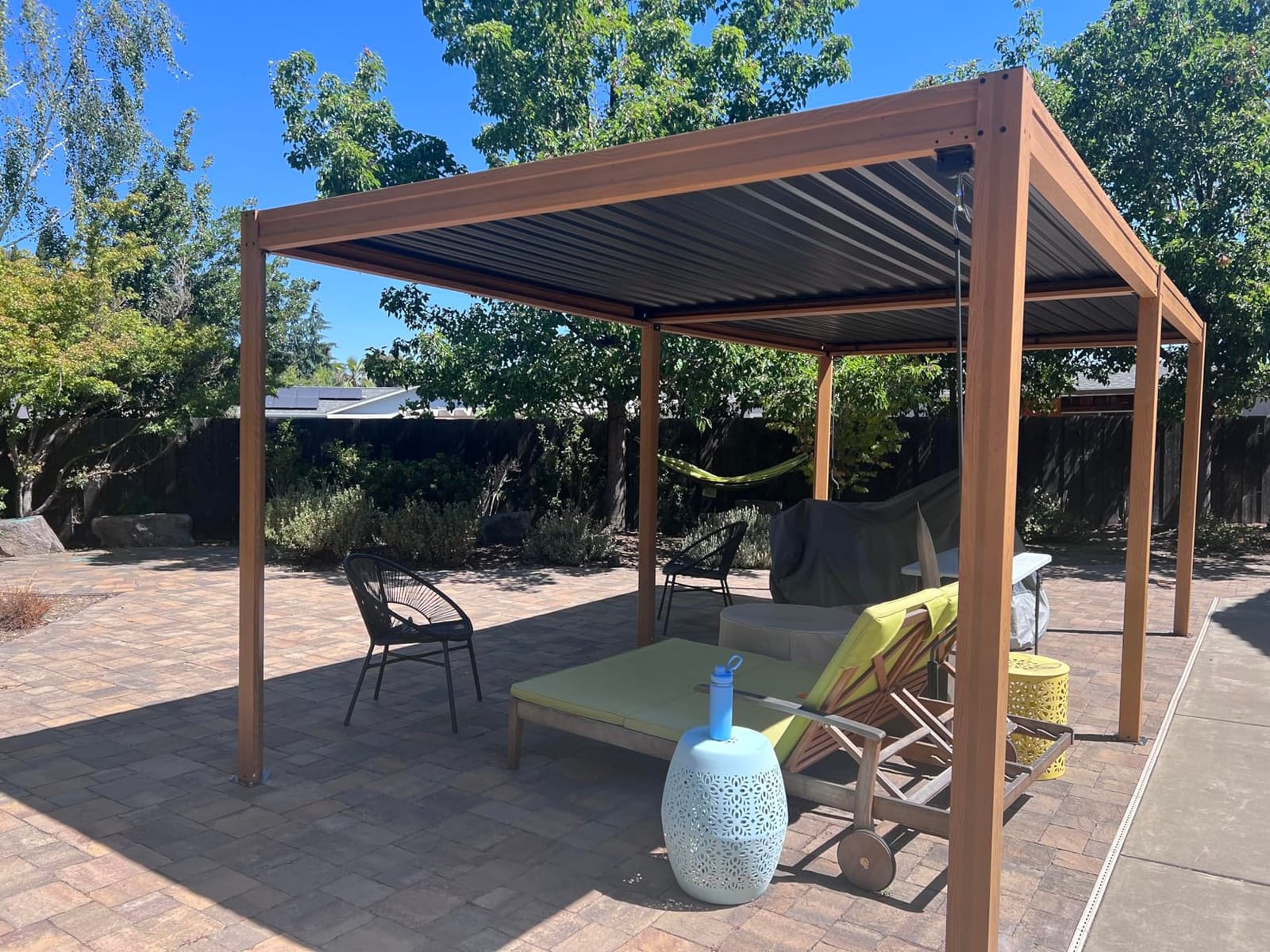 Domi Louvered Pergola 10x16, Outdoor Metal Pergola, Espresso Brown | Adjustable Roof and Built-in Drainage System, for Patio, Backyard, Deck customer photo 2
