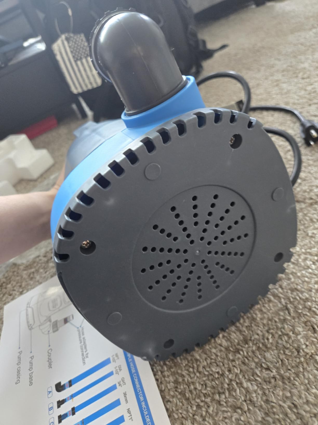 Sump Pump 1HP Submersible Water Pump 3700GPH Electric Thermoplastic | Swimming Pool Draining Transfer Water From Hot Tub Basement Garden Ponds Low Water Level 16.4FT Power Cord Portable customer photo 1