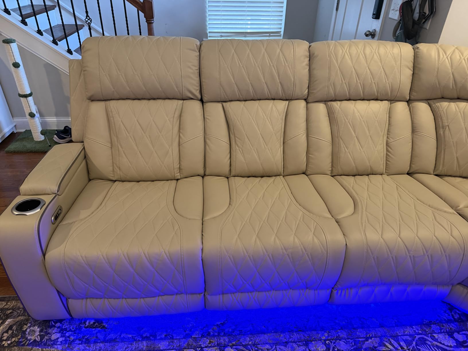 Power Reclining Sofa Set with LED Light, Living Room Furniture Sets, Leather Recliner Sectional Couch Set with USB Charging Port & Storage & Cup Holders for Apartment/Home Theater/Office customer photo 1