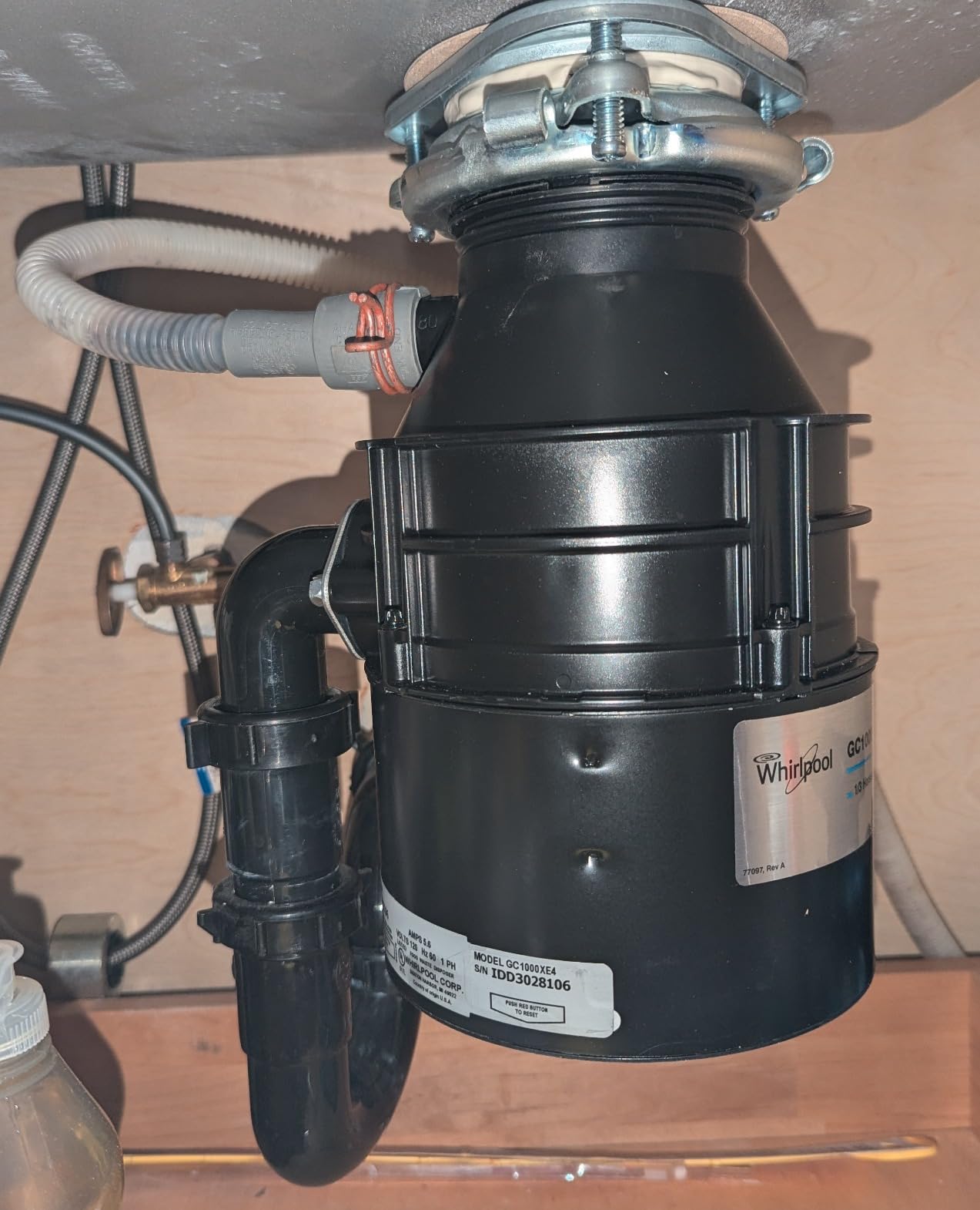 Whirlpool GC1000XE 1/3 hp in Sink Disposer, Black customer photo 2