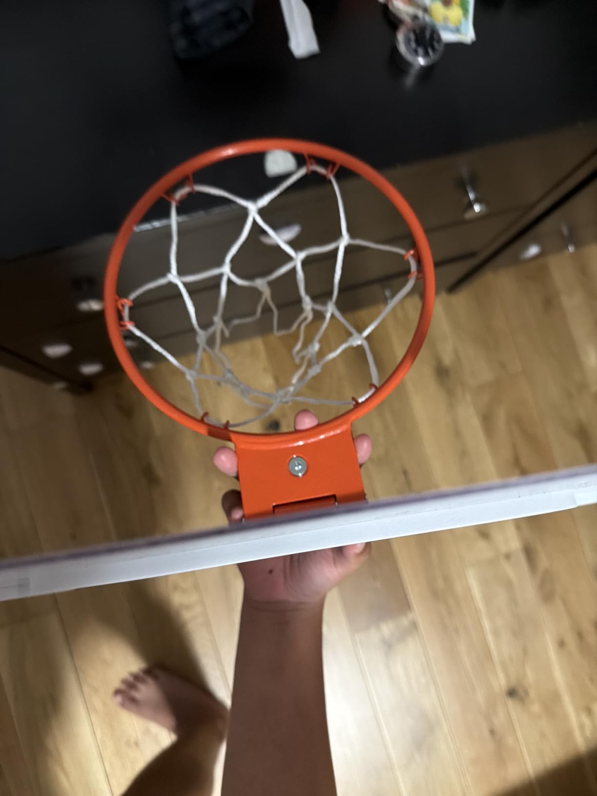 SKLZ Pro Mini Indoor Basketball Hoop with Ball, Over the Door, Shatter-Proof Backboard, Spring-Action Break-Away Steel Rim, Great for Home, Dorm Room, and Office customer photo 1