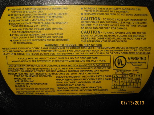 Appion G5TWIN Twin Cylinder Recovery Unit, 3 liters customer photo 1
