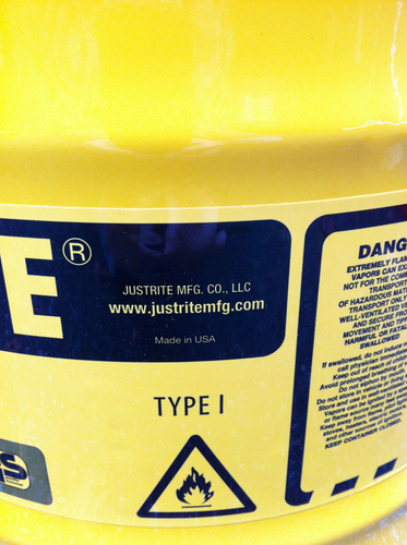 Justrite Type I Gasoline Safety Can, Red Galvanized Steel, Made in the USA customer photo 1