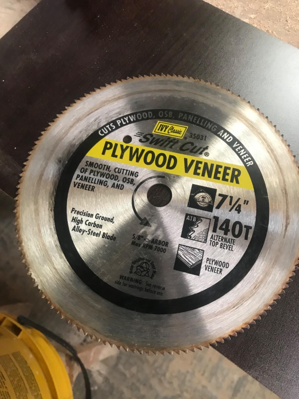 IVY Classic 35031 Swift Cut 7-1/4-Inch 140 Tooth Plywood & Veneer Cutting Circular Saw Blade with 5/8-Inch Diamond Knockout Arbor, 1/Card, Silver customer photo 2