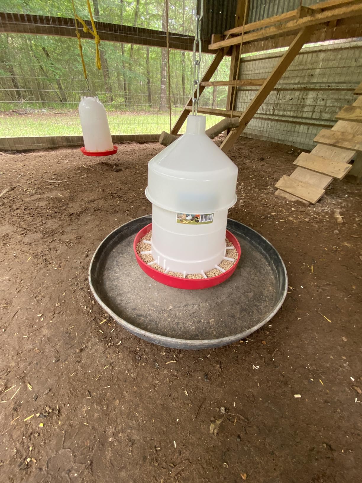 FARM-TUFF Hanging Poultry Feeder, 17lb Capacity - BPA-Free Plastic Chicken Feeder with Adjustable Feed Flow - Semi-Opaque Gravity-Fed Design for Backyard Flocks, Ducks & Turkeys customer photo 1