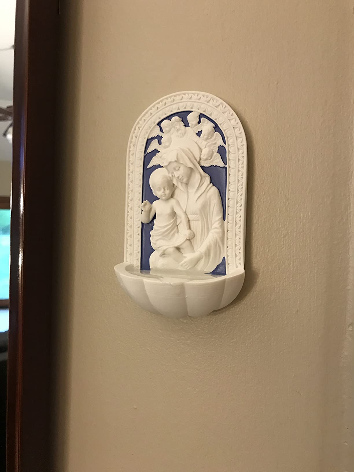 Della Robbia Madonna and Child Holy Blue and White Water Fountain customer photo 1
