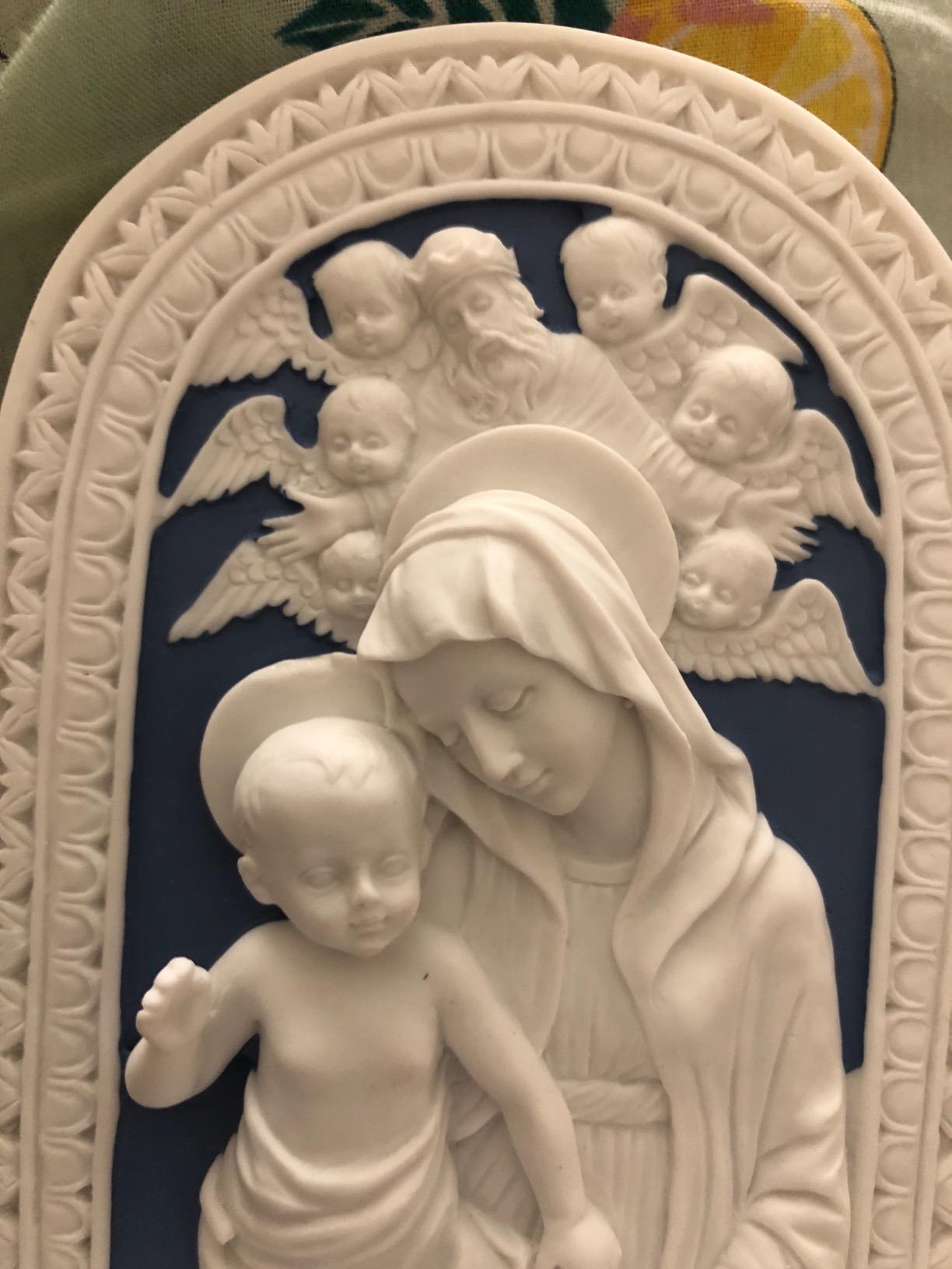Della Robbia Madonna and Child Holy Blue and White Water Fountain customer photo 2