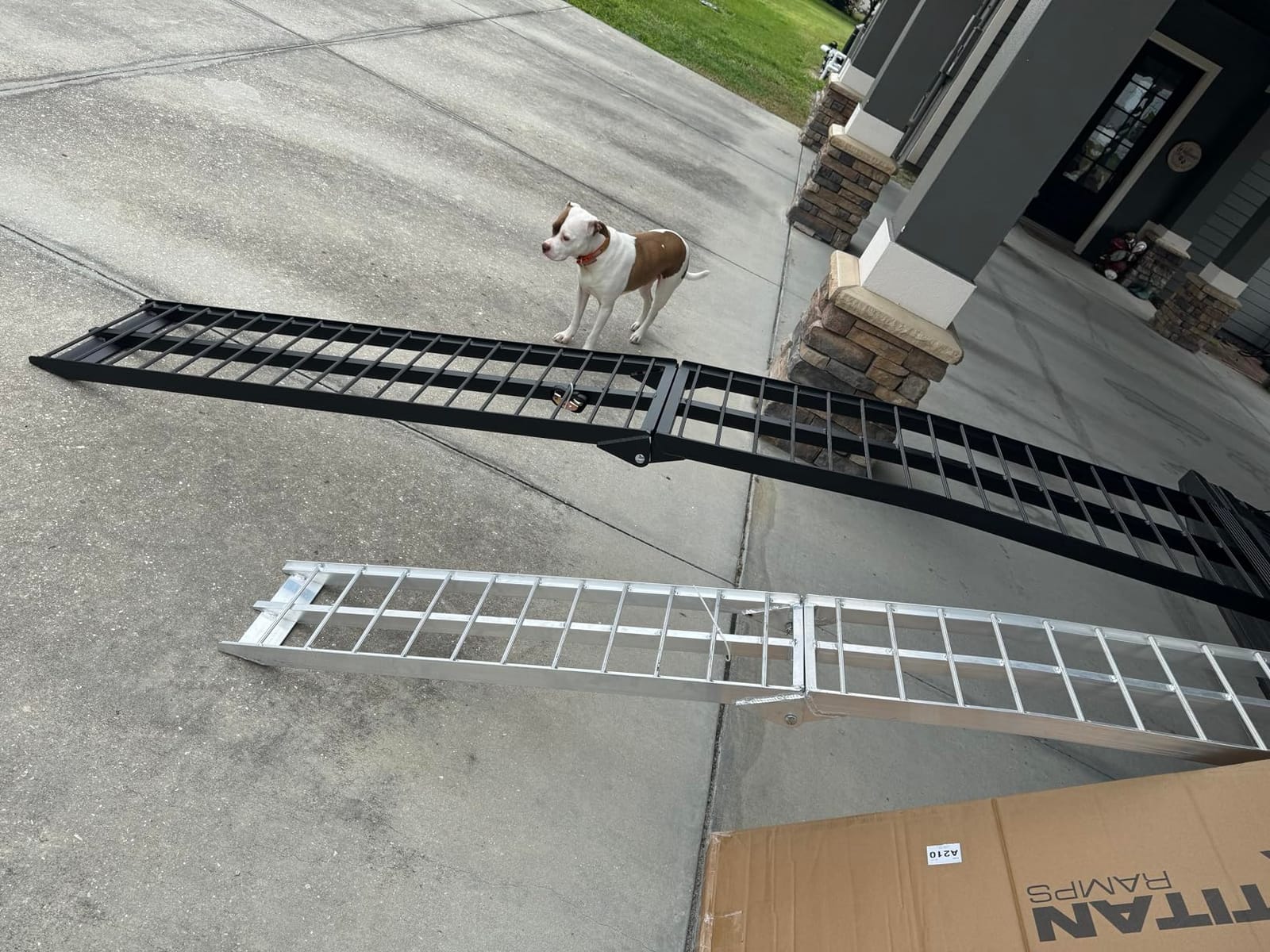 Titan Ramps Aluminum ATV Motorcycle Loading Ramps, 1,200 lb, 9 Ft, 2-Pack | Aluminum loading ramps for pickup trucks, foldable, lightweight with serrated crossbars customer photo 2